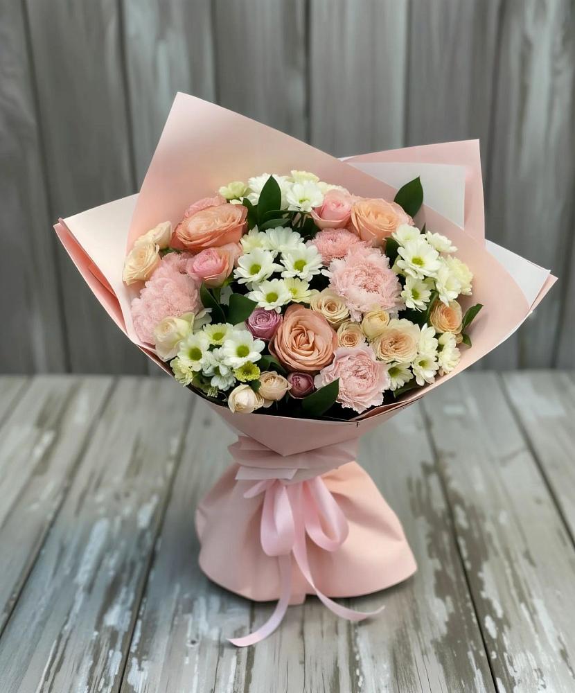 Букет цветов из: Гвоздики, Розы и Хризантемы в Пирочи