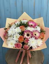 Букет цветов из:  Розы, Герберы и Хризантемы #REPLACE_PRED# Пирочи