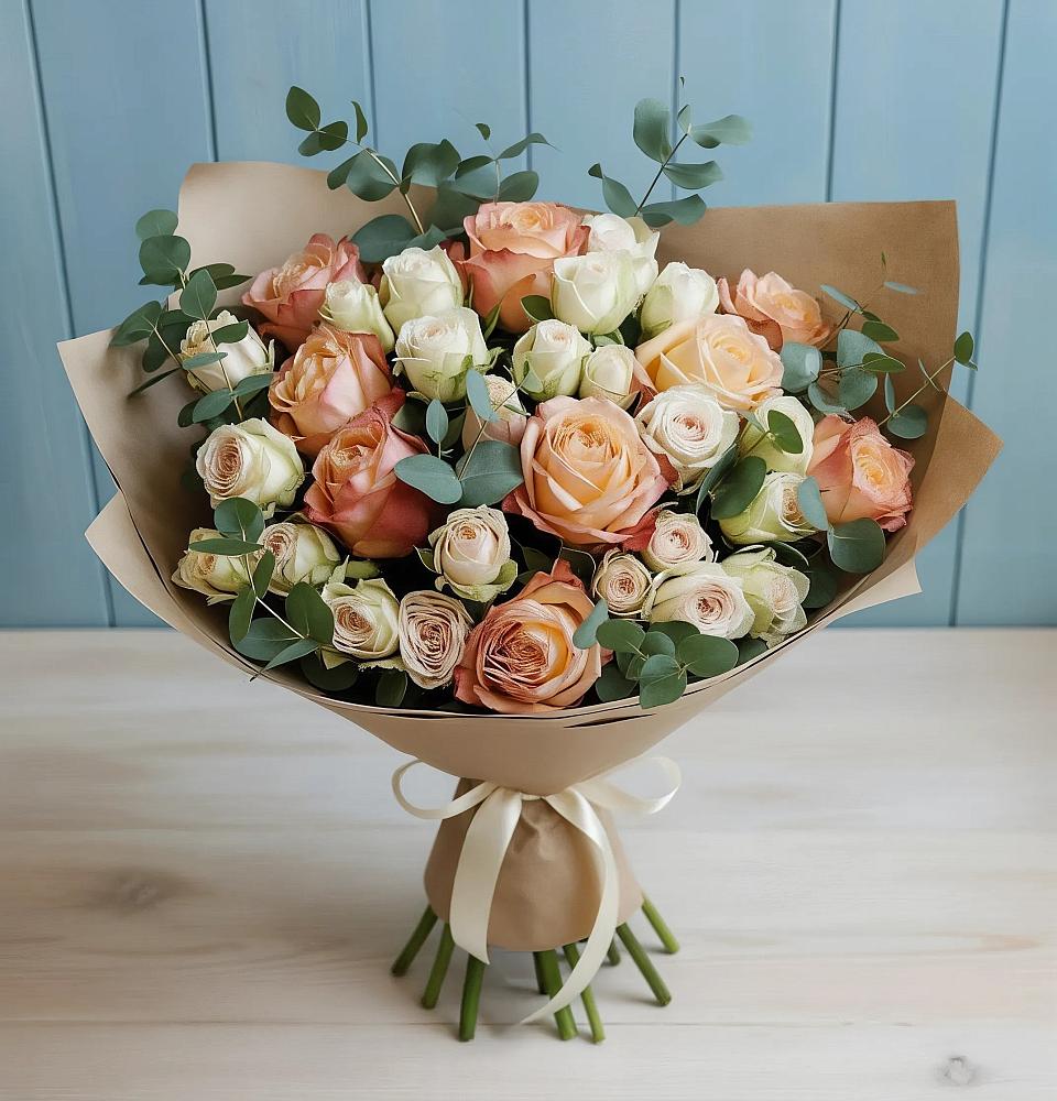 Букет цветов из: Альстромерии и Розы в Пирочи