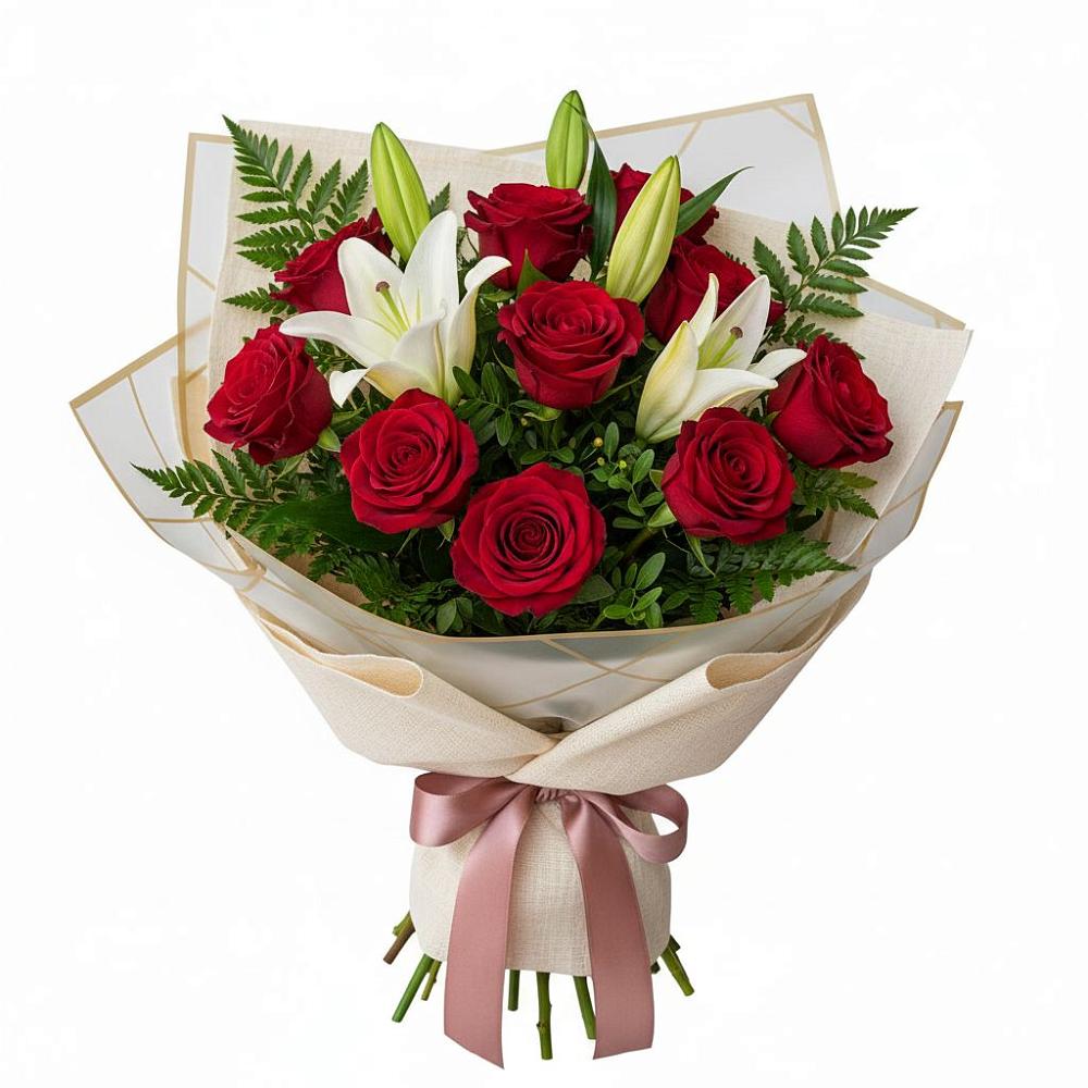 Букет цветов из: Лилии и Розы в Пирочи