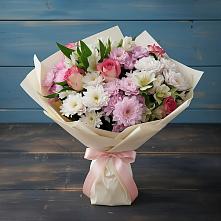 Букет цветов из:  Хризантемы, Альстромерии и Розы в Пирочи