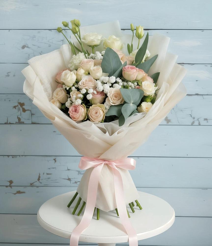 Букет цветов из: Розы и Лизиантусы в Пирочи