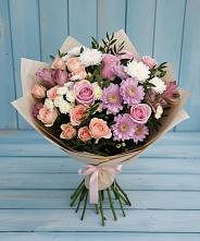 Букет цветов из:  Хризантемы, Розы и Альстромерии в Пирочи