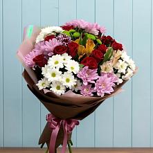 Букет цветов из:  Розы, Хризантемы и Альстромерии #REPLACE_PRED# Пирочи