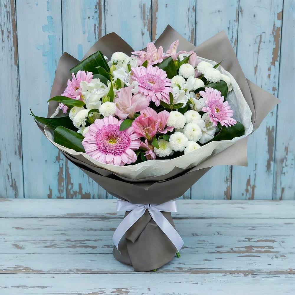 Букет цветов из: Герберы, Альстромерии и Хризантемы в Пирочи