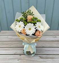 Букет цветов из:  Герберы, Розы и Хризантемы в Пирочи