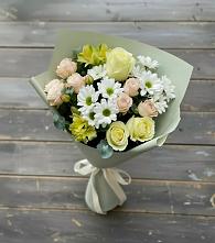 Букет цветов из:  Альстромерии, Розы и Хризантемы в Пирочи