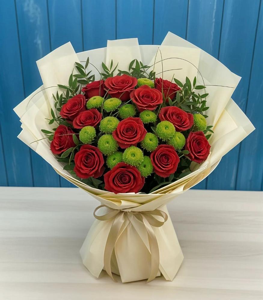 Букет цветов из: Розы и Хризантемы в Пирочи